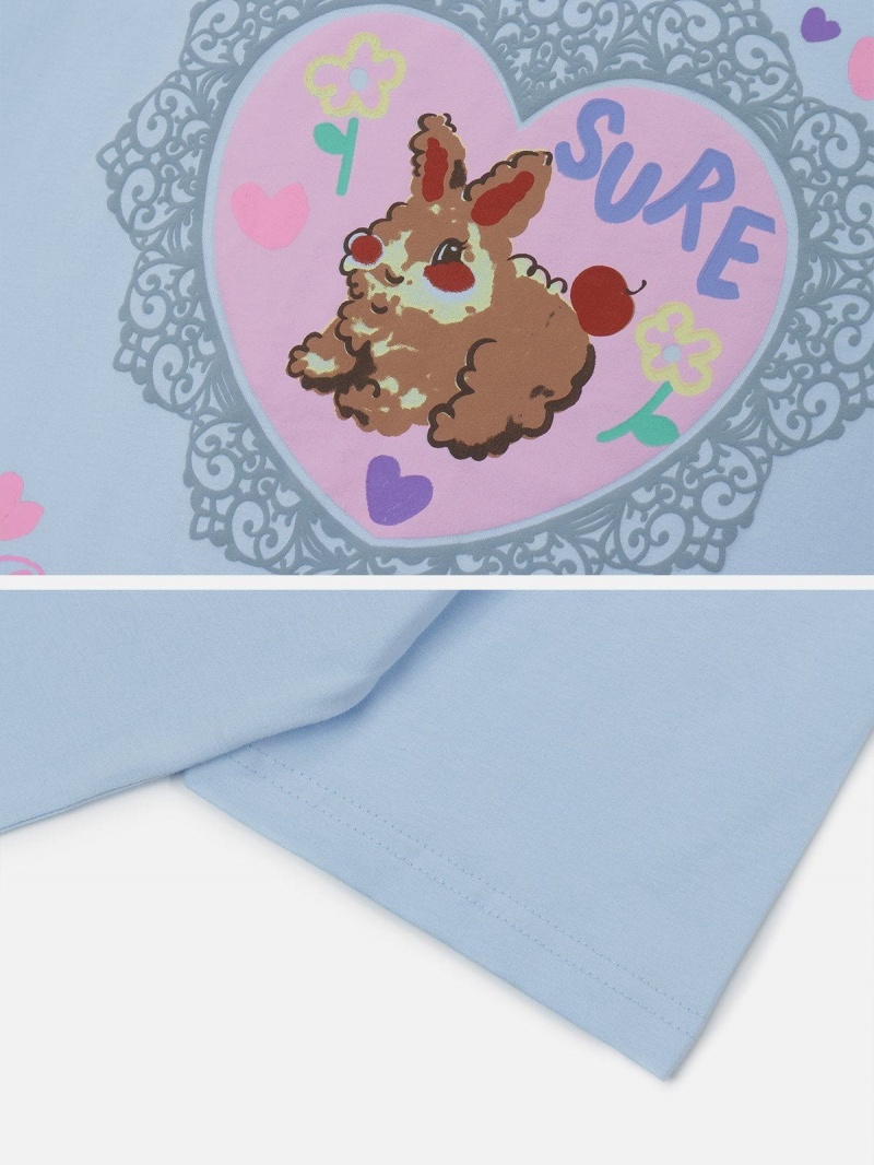 T Shirts Aelfric Eden Love Bunny Print Tee Bleu | OGT-79304317